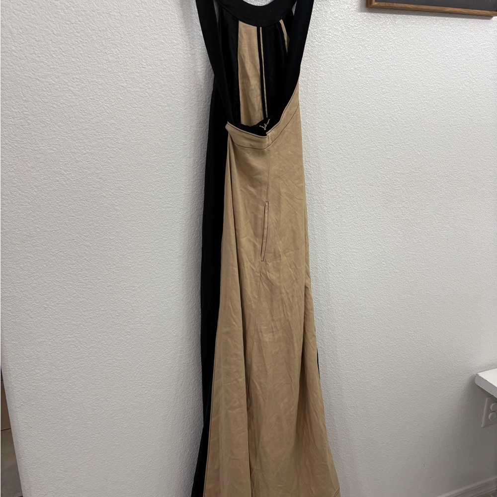 Anthropologie Maeve 1X The Ami Linen Halter Maxi Dress Striped Colorblock - Picture 6 of 16